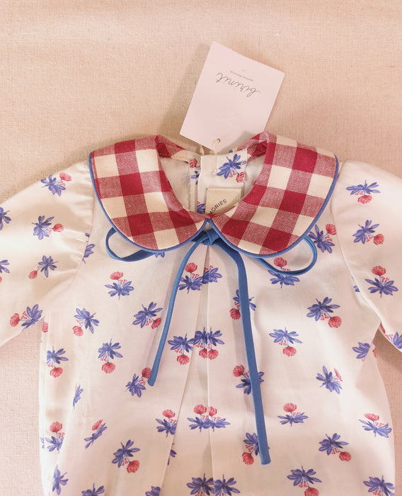 BEBE ORGANIC Baby Romper in Organic Cotton with Floral Print & Peter Pan Collar