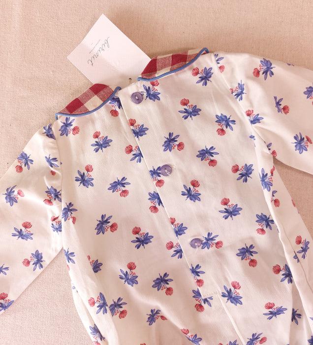 BEBE ORGANIC Baby Romper in Organic Cotton with Floral Print & Peter Pan Collar