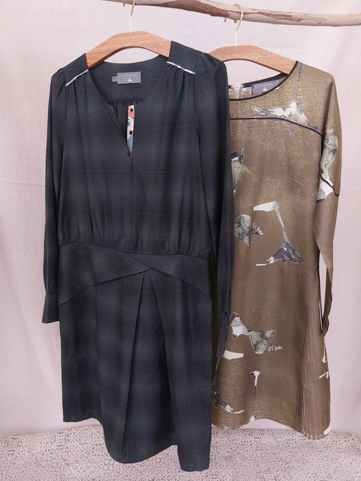 COTELAC Women’s Printed Long-Sleeved Midi Dress