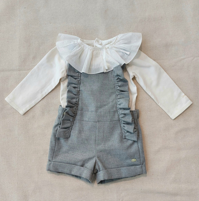 Baby Girl Outfit – TARTINE ET CHOCOLAT Ruffle-Detail Romper & CHLOÉ Long-Sleeved Bodysuit with Ruffled Collar