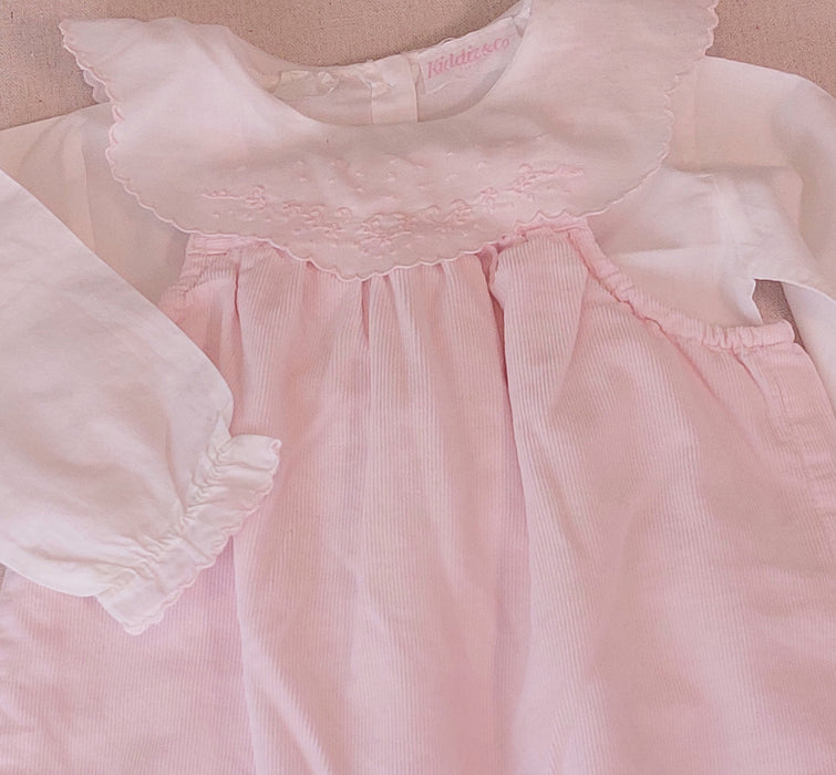 Baby Girl Outfit  BOUT'CHOU Velvet Romper & KIDDIZ Hand-Embroidered Collar Blouse