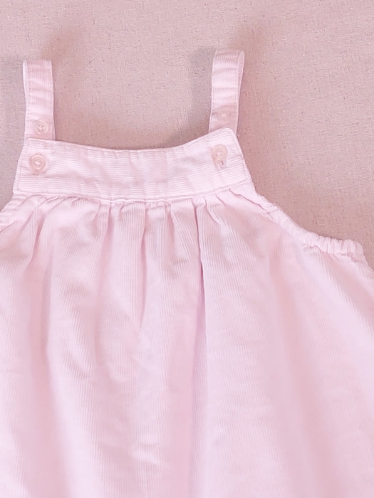 BOUT'CHOU Baby Girl Pastel Pink Velvet Dungarees