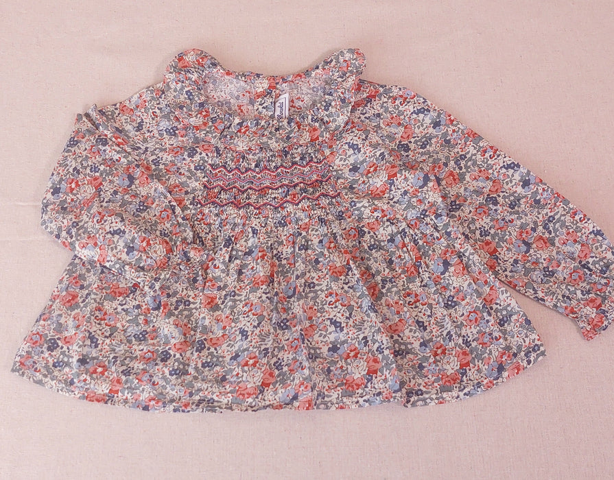 TARTINE ET CHOCOLAT Baby Girl Liberty Floral Print Smocked Blouse & Ruffled Collar