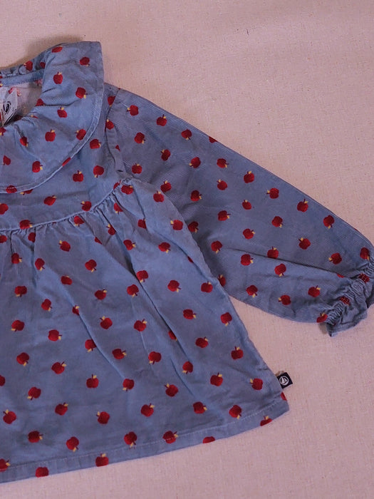 PETIT BATEAU Baby Girl Printed Velvet Blouse