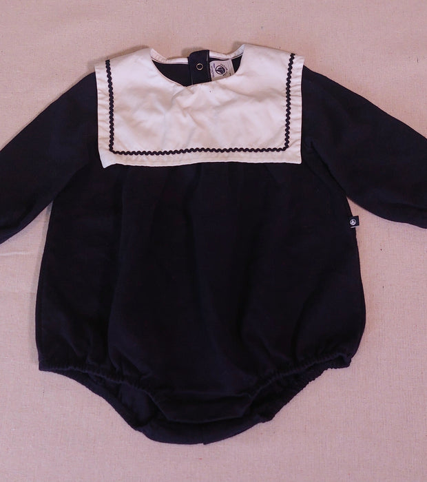 PETIT BATEAU Babies' short plain cotton playsuit with a collar