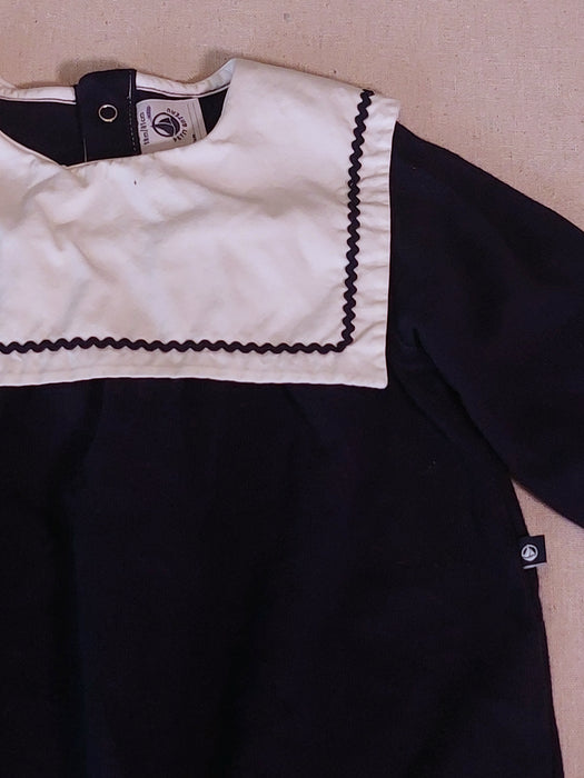 PETIT BATEAU Babies' short plain cotton playsuit with a collar