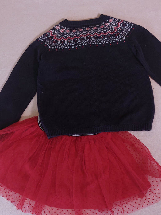 PETIT BATEAU Girl's Outfit Intarsia Cardigan & Polka-Dot Tulle Skirt