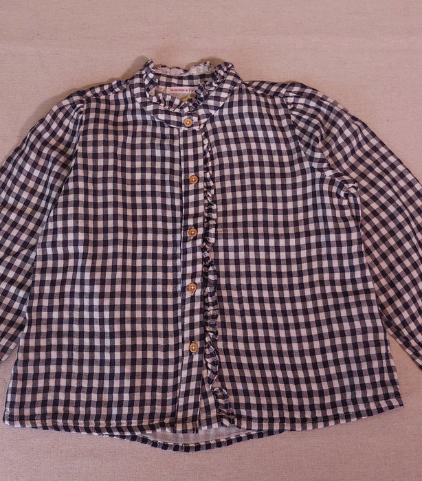 MONOPRIX KIDS Girl's Checked Shirt with Ruffle Details