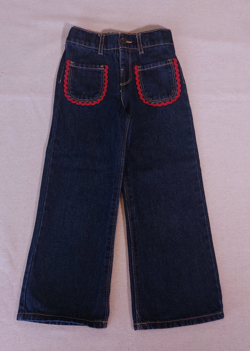 ZARA Girl's Dark-Wash Wide-Leg Jeans with Pocket Details