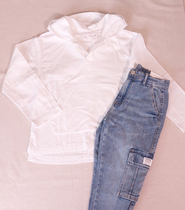 ZARA Boy's Outfit Hooded Shirt & Cargo Jeans