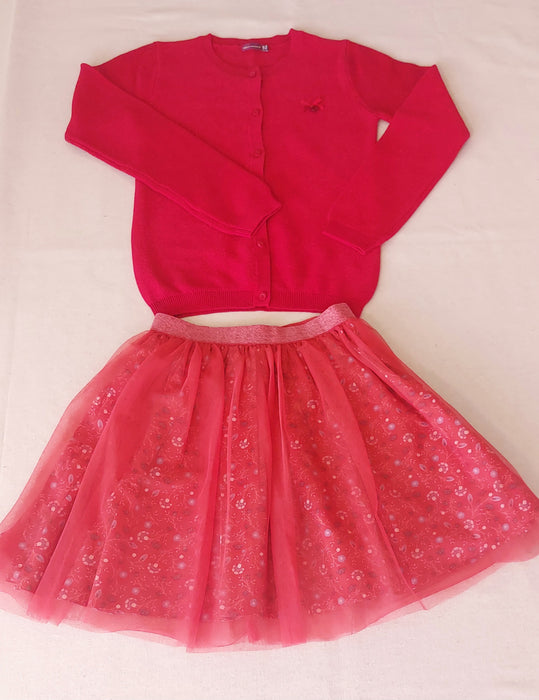 SERGENT MAJOR Girls’ Outfit with Knit Cardigan & Flared Skirt