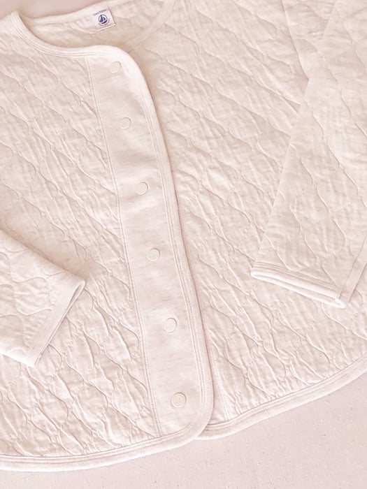 PETIT BATEAU Girls’ Beige Quilted Tubique Cardigan