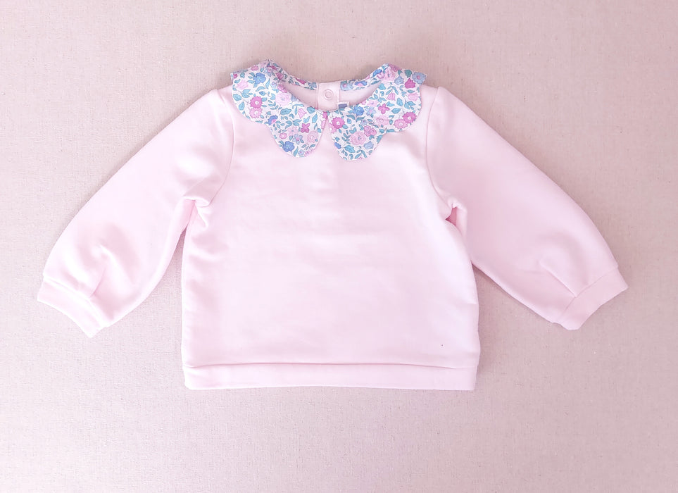 JACADI Baby girl sweatshirt with Liberty fabric collar