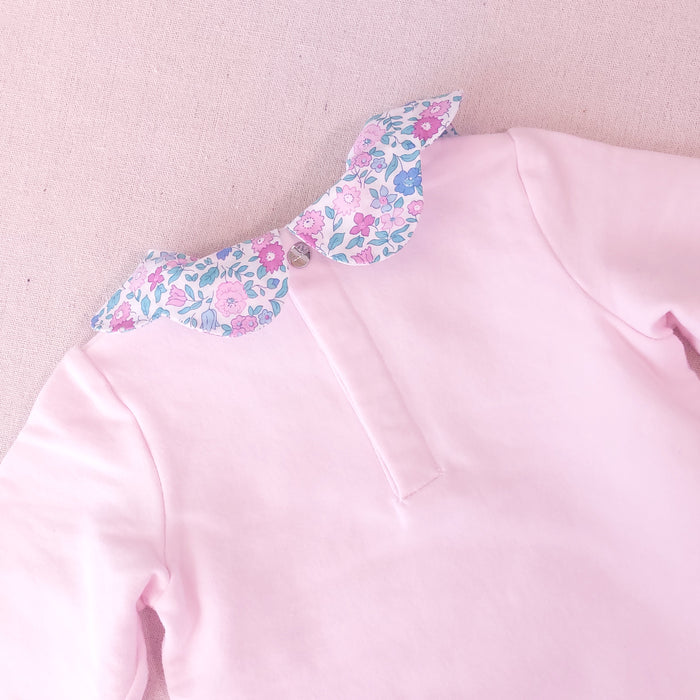 JACADI Baby girl sweatshirt with Liberty fabric collar