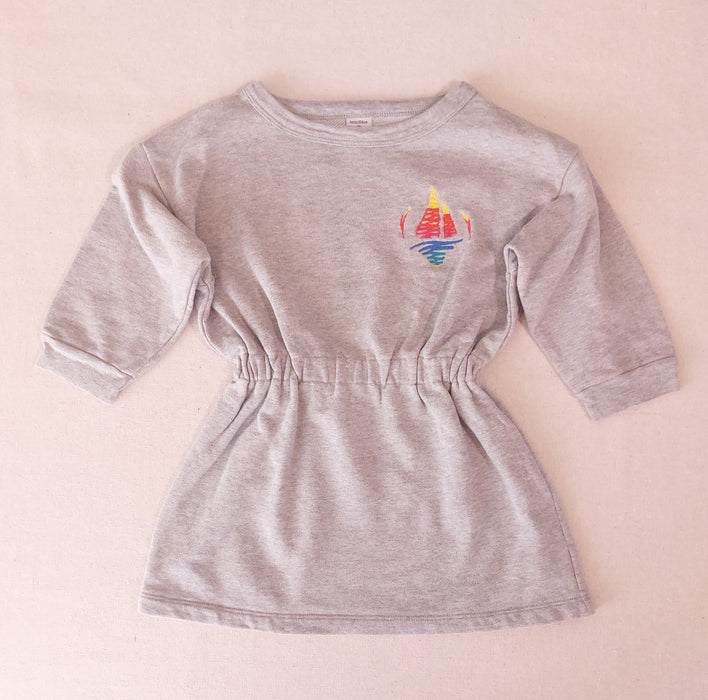 PETIT BATEAU Girls’ Plain Cotton Dress with Embroidered Detail
