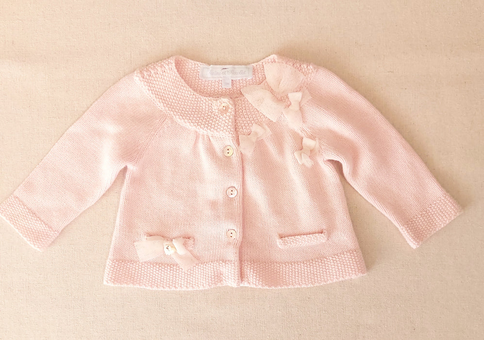 TARTINE ET CHOCOLAT Baby Girls’ Knit Cardigan with Tulle Bow Details