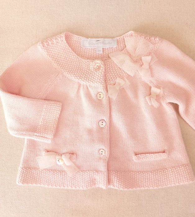 TARTINE ET CHOCOLAT Baby Girls’ Knit Cardigan with Tulle Bow Details