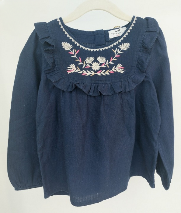 CYRILLUS Embroidered blouse with ruffle detail