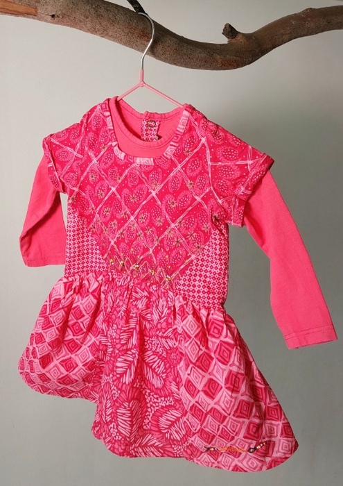 CATIMINI Printed dress with bead embroidery