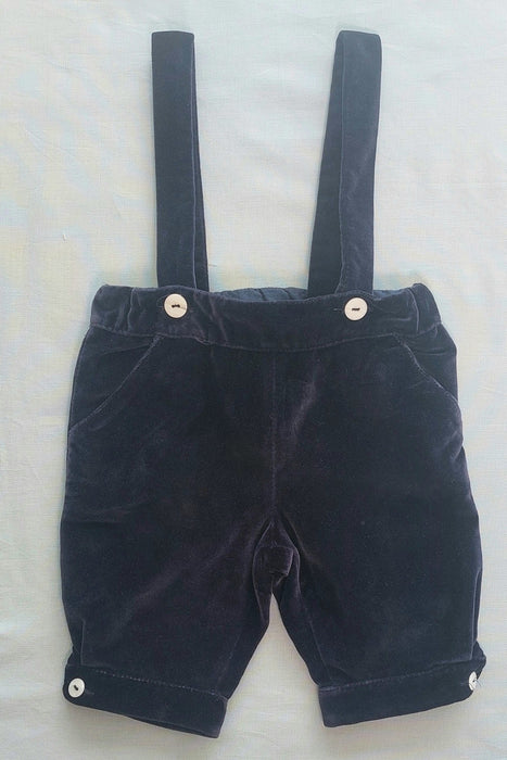 BABY GRAZIELA Velvet suspender shorts
