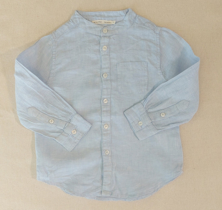 MONOPRIX KIDS Linen Mandarin-Collar Shirt
