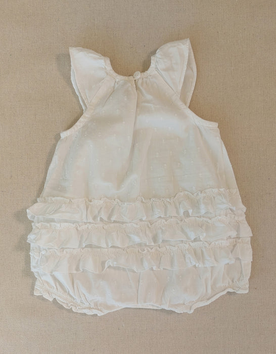 PETIT BATEAU Baby girl plumetis romper with back ruffles