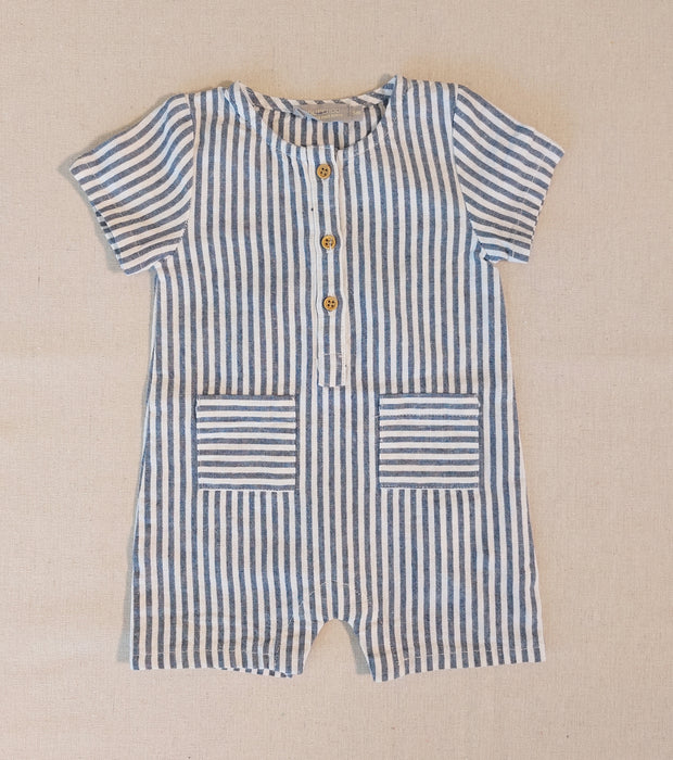 BOUT'CHOU Baby striped linen romper