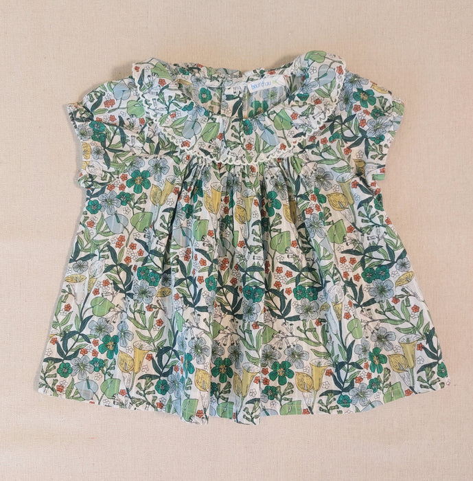 BOUT'CHOU Baby Girl Floral Ruffle Collar Blouse