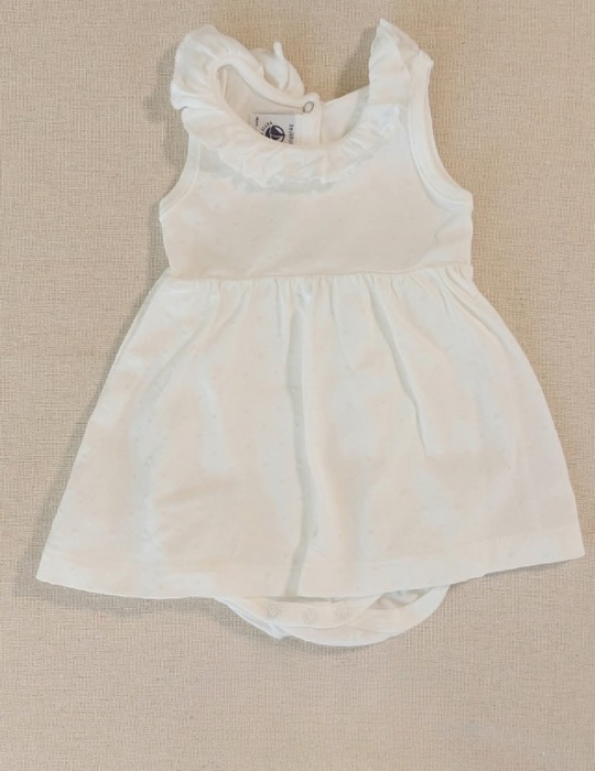 PETIT BATEAU White plumetis baby bodysuit dress