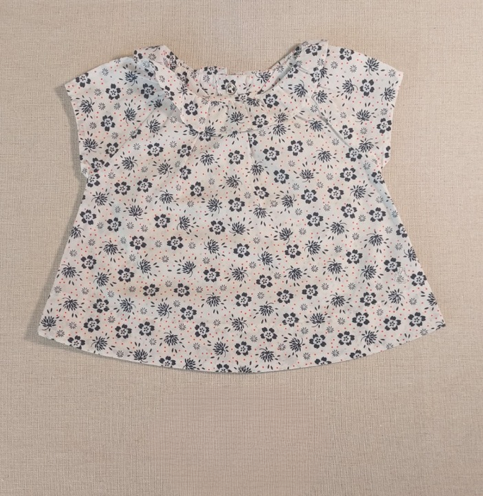 PETIT BATEAU Printed baby girl blouse with ruffle collar