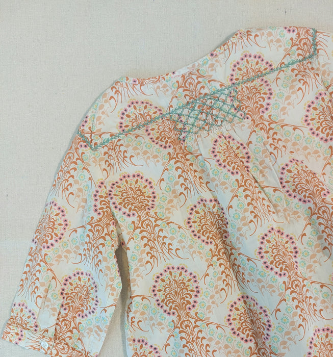 BONPOINT Blouse smocked and hand-embroidered in Liberty fabric