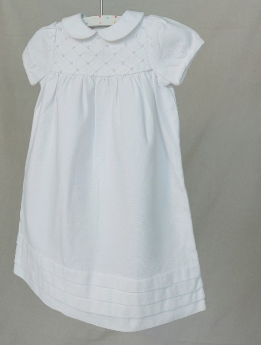 CYRILLUS Long white cotton piqué special occasion baby dress