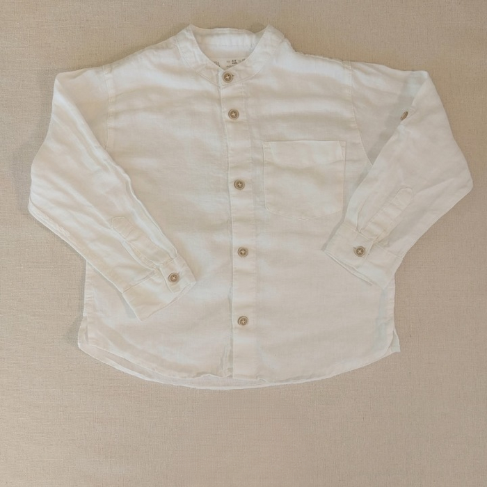 ZARA Boys’ white linen mandarin collar shirt
