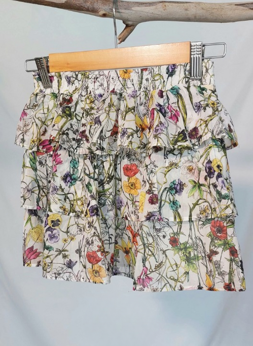 GUCCI Girls’ short floral ruffle skirt
