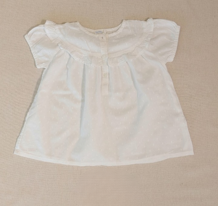 BOUT'CHOU Girl White Short-Sleeve Blouse