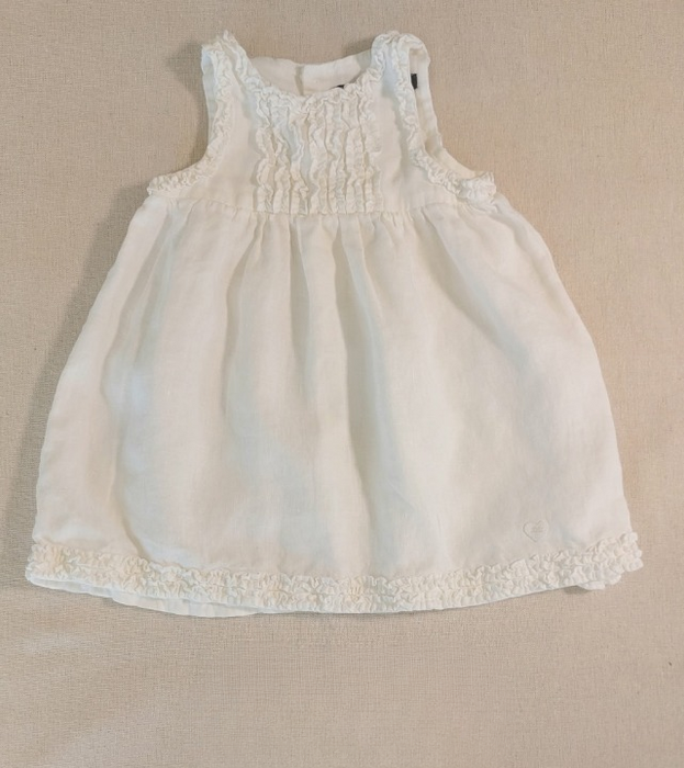 LILI GAUFRETTE Baby girls’ white linen dress
